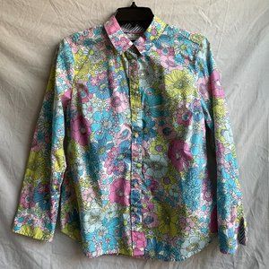 Talbot's 100% Cotton Floral Long Sleeve Petite Medium